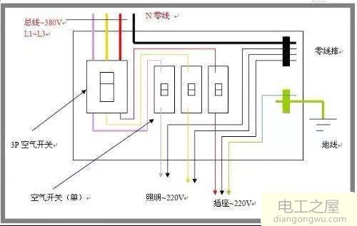 三相电如何接出220V家用照明电