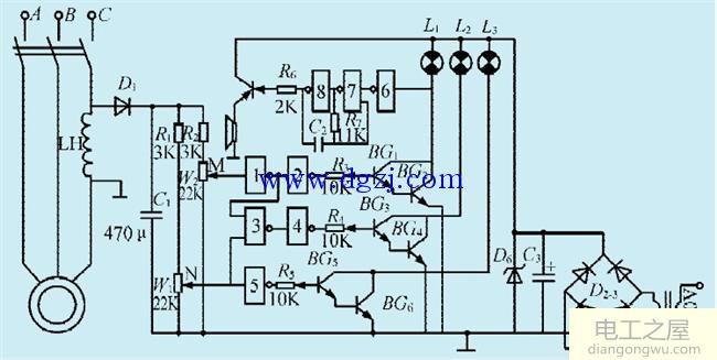 电机工作状态指示灯电路图原理