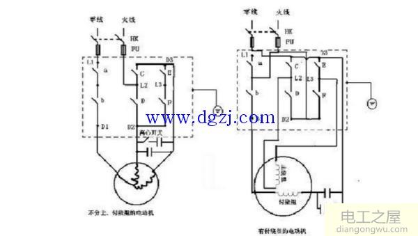 单相双值电容电动机正反转接线图