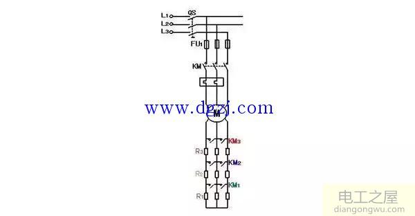 三相绕线式异步电动机串电阻启动接线图