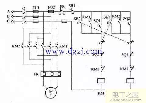 行程开关电路图_行程开关控制接线图