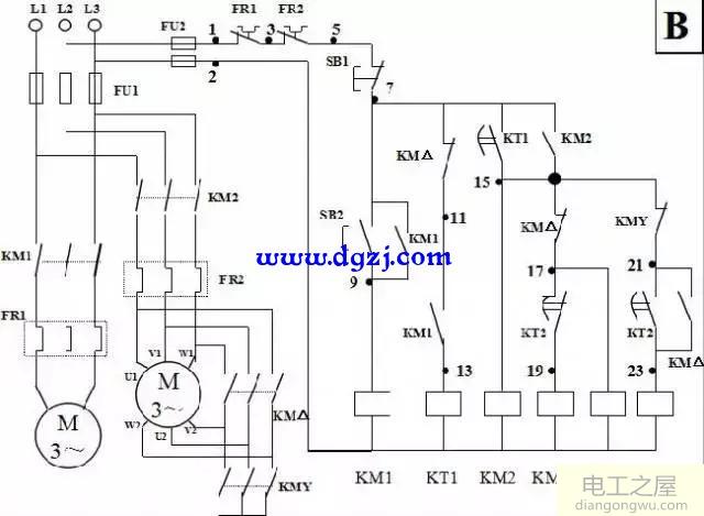 电动机二次起动接线图_电动机二次原理接线图
