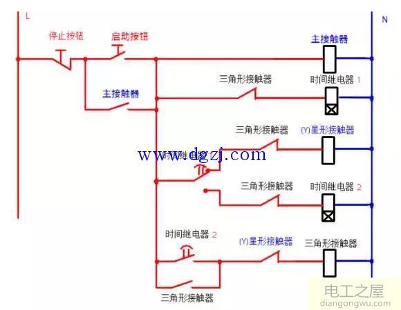 星形三角形启动电路图及原理