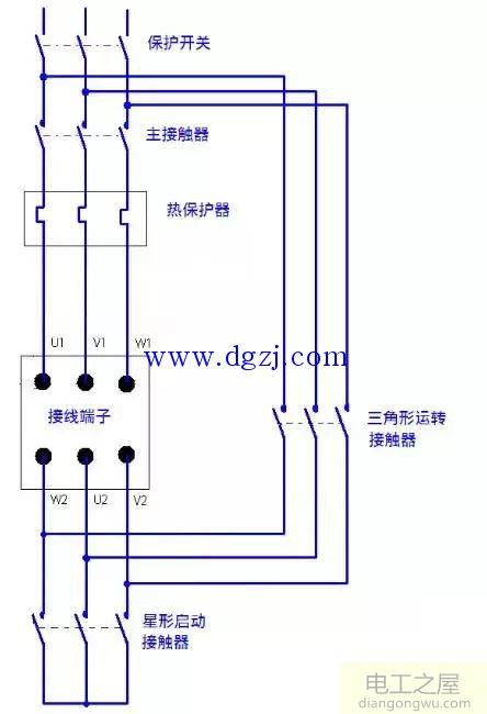 星形三角形启动电路图及原理