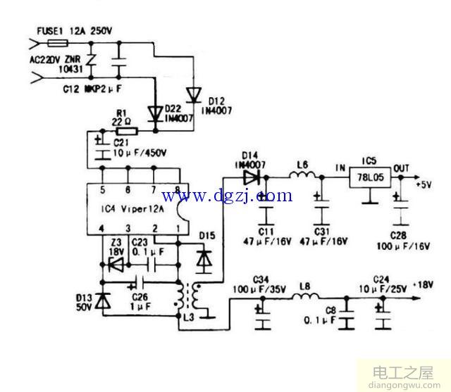 viper22a电路图_viper22a应用电路图