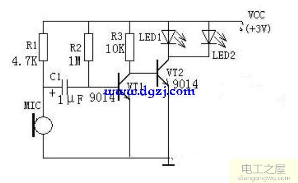 声控led灯电路图及电路结构原理图