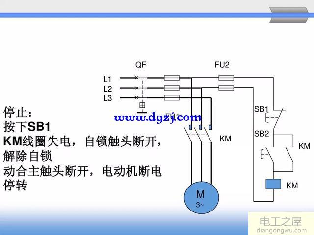 电动机自锁(连续正转)控制电路原理图解