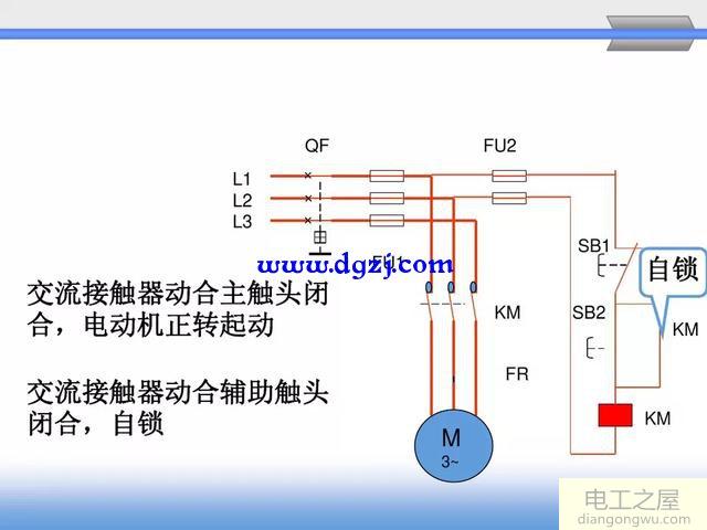 电动机自锁(连续正转)控制电路原理图解