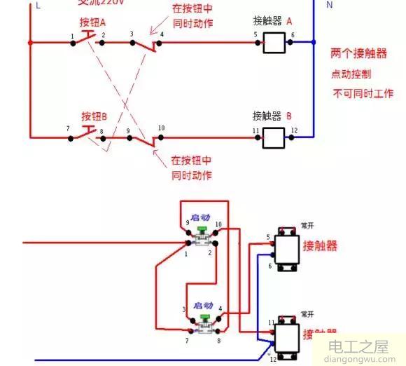 接触器自锁和互锁控制电路图