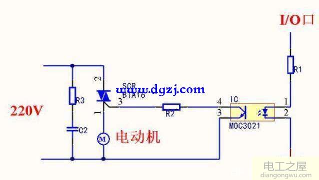 单片机控制220V交流电通断电路原理图解