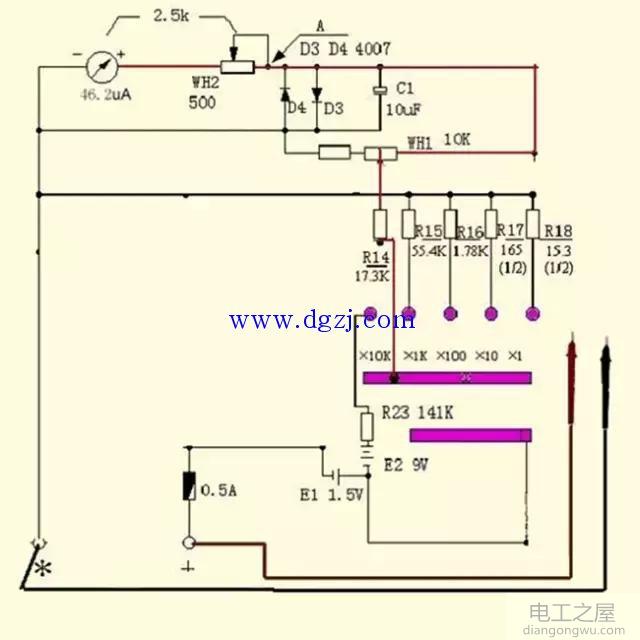 南京mf47万用表电路图_ mf47万用表原理图分析