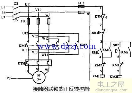 三相异步电动机接触器联锁正反转控制电路图