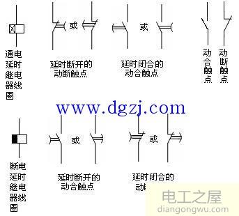 时间继电器的线圈和触点图形符号