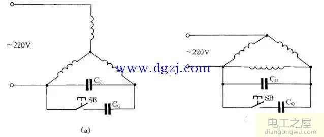 三相异步电动机改单相接线图