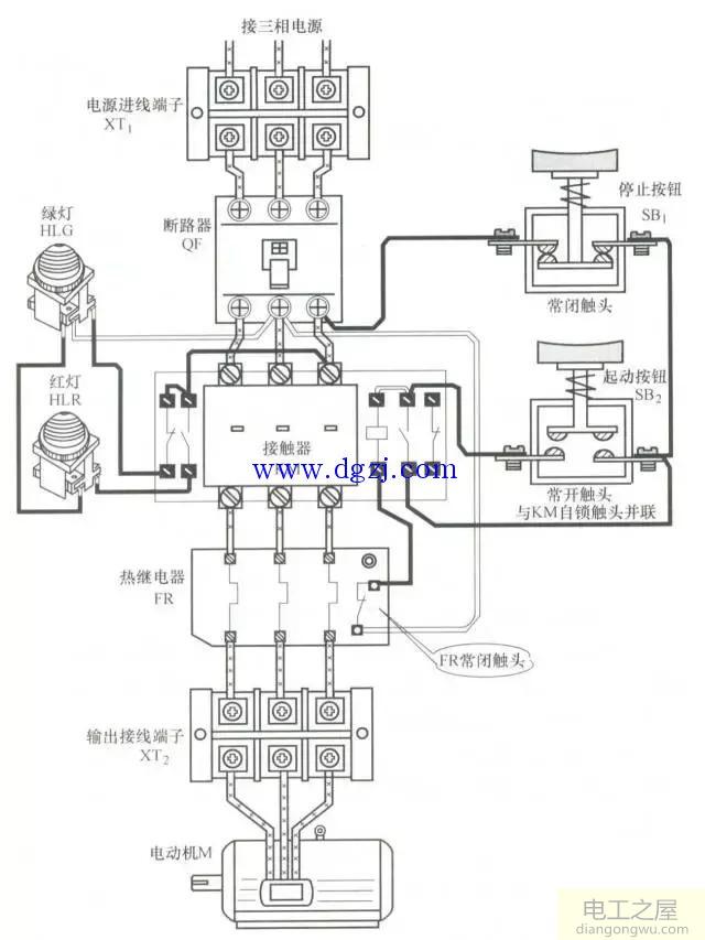 三相交流异步电动机控制电路安装接线图