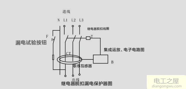 继电器实现电路漏电保护的原理