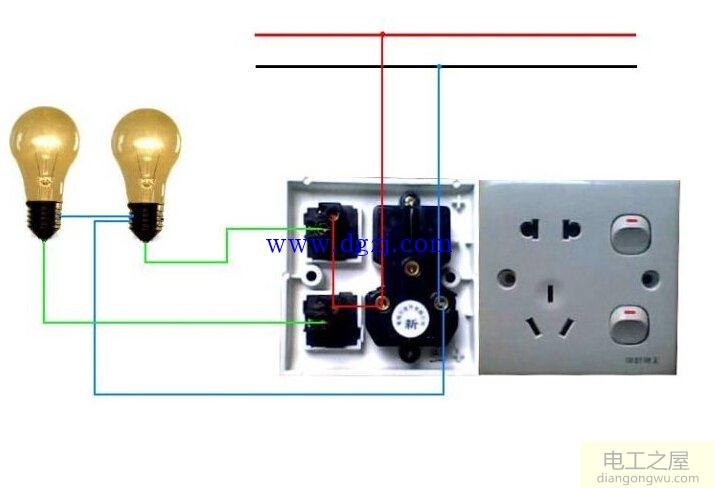 双控开关怎么接线图解,双控制照明开关接线图