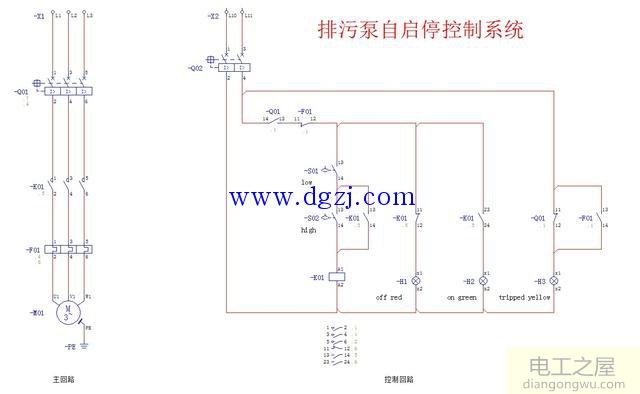 排污泵自启停控制系统电路图