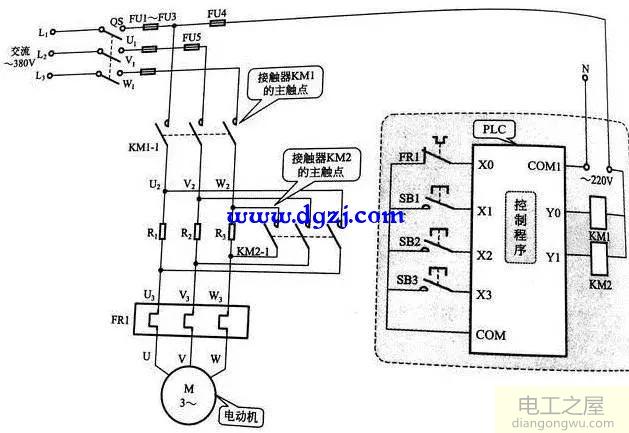 三相交流感应电动机降压启动控制线路plc控制原理