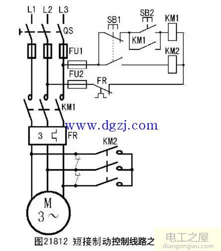 三相异步电动机的制动控制线路接线图