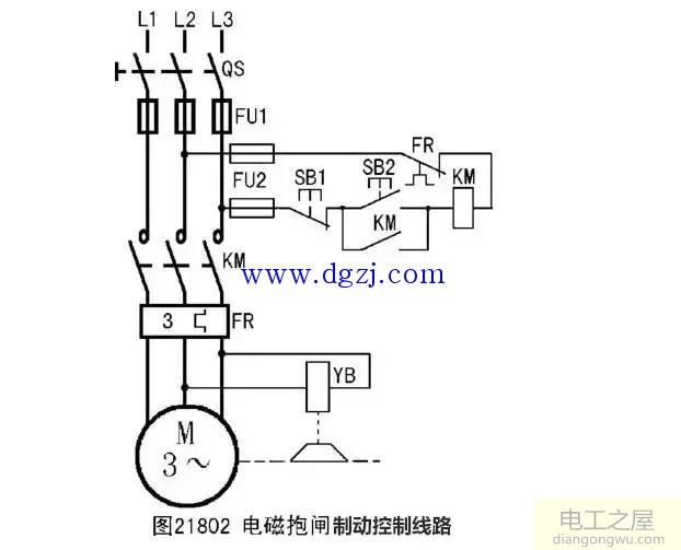 三相异步电动机的制动控制线路接线图