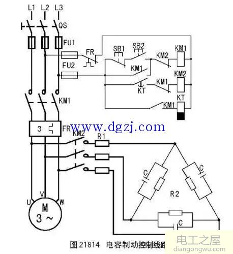 三相异步电动机的制动控制线路接线图