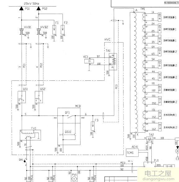 和谐电力机车的主电路图