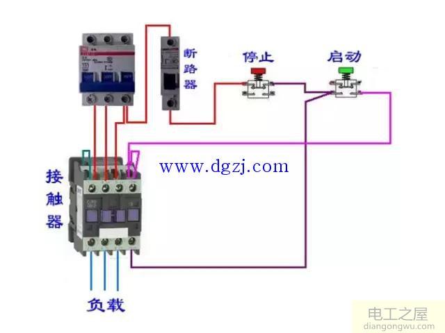电工施工中断路器和接触器控制回路接线图