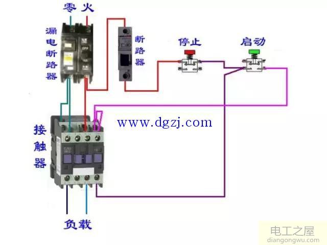 电工施工中断路器和接触器控制回路接线图