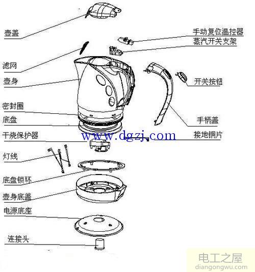 电水壶开关结构图及电路图