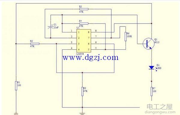 lm358呼吸灯简单电路图