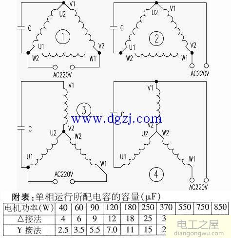 380v和220V单相两用电机接线图