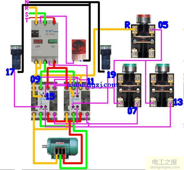 接触器自锁实物接线图详解