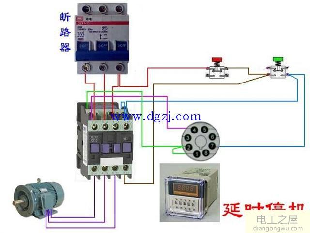 电动机延时启动停止电路图大全