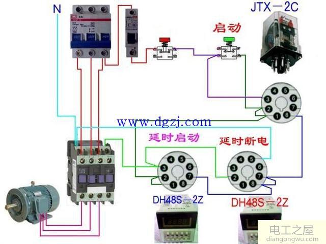 电动机延时启动停止电路图大全