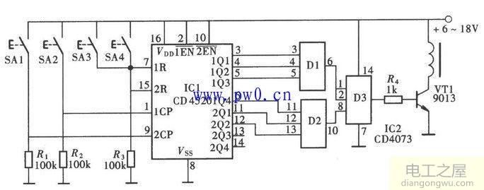 cd4011与非门抢答器电路图