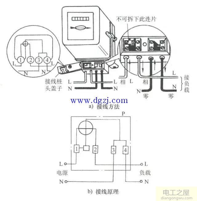 低压单相电能表接线方法图