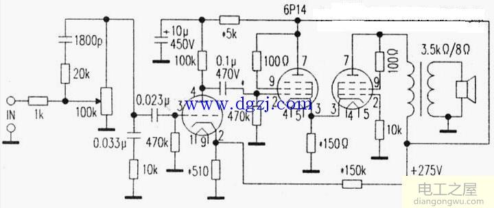 6p14单端胆机<a href=http://www.diangongwu.com/zhishi/dianlutu/ target=_blank class=infotextkey>电路图</a>