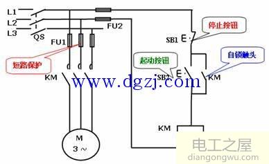 自锁电路图怎么接线_自锁电路原理图与接线图