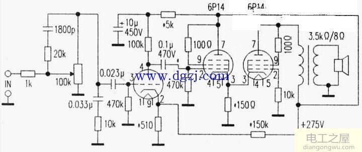 6p14胆机<a href=http://www.diangongwu.com/zhishi/dianlutu/ target=_blank class=infotextkey>电路图</a>_6p14推挽胆机电路图