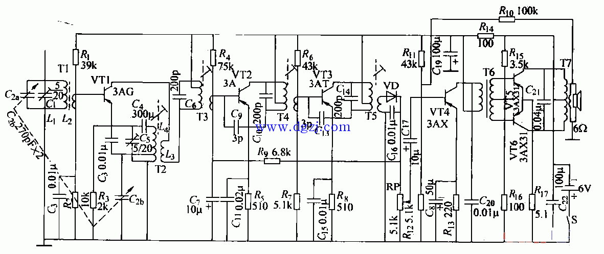 六管收音机电路图