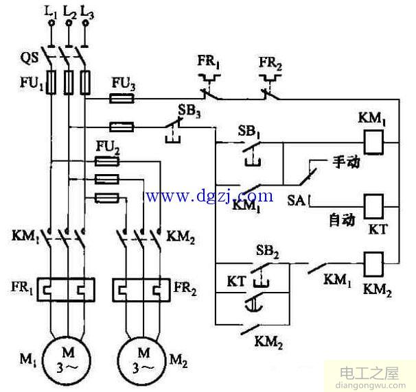 手动自动转换开关接线_电动机手动自动接线图