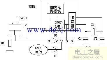 主板电池供电<a href=http://www.diangongwu.com/zhishi/dianlutu/ target=_blank class=infotextkey>电路图</a>