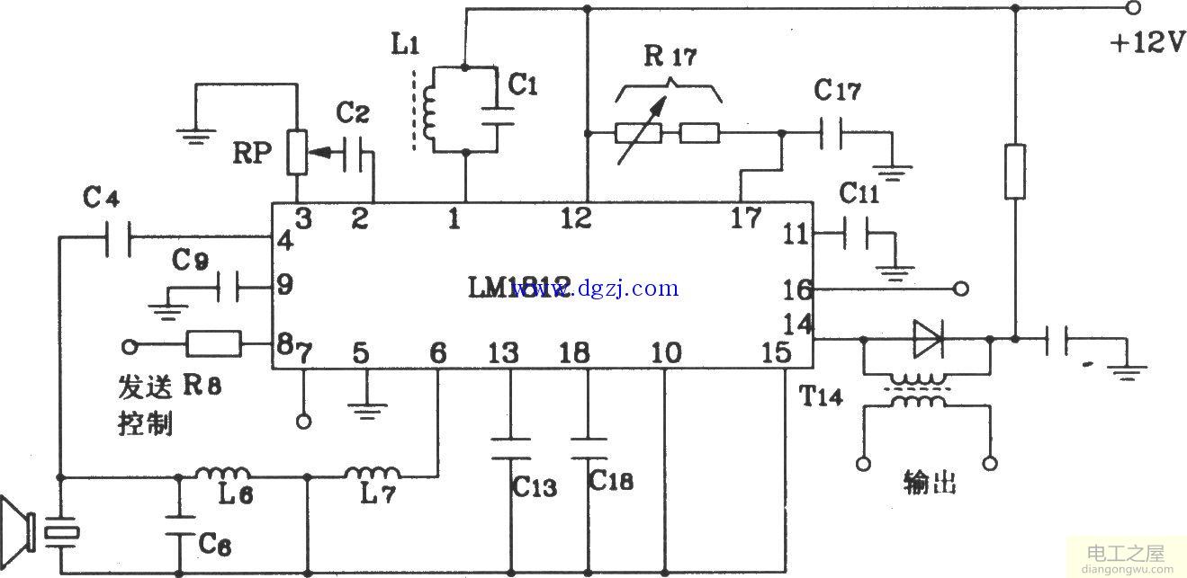 超声波倒车雷达防撞<a href=http://www.diangongwu.com/zhishi/dianlutu/ target=_blank class=infotextkey>电路图</a>