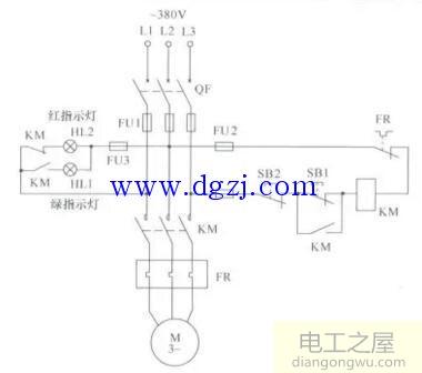 带指示灯的电动机起停控制电路图