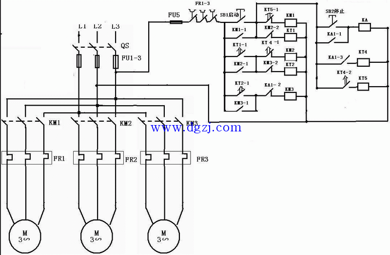 三台电动机顺启逆停图_三台电机自动顺启逆停电路图