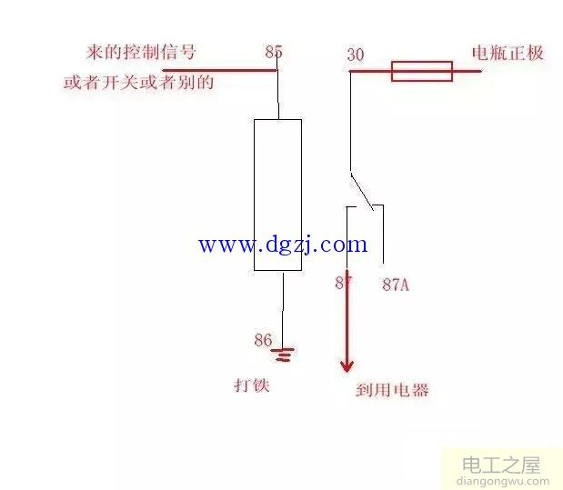 汽车继电器工作原理电路图