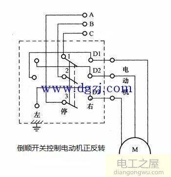 倒顺开关正反转接线原理图_倒顺开关控制电动机正反转接线图