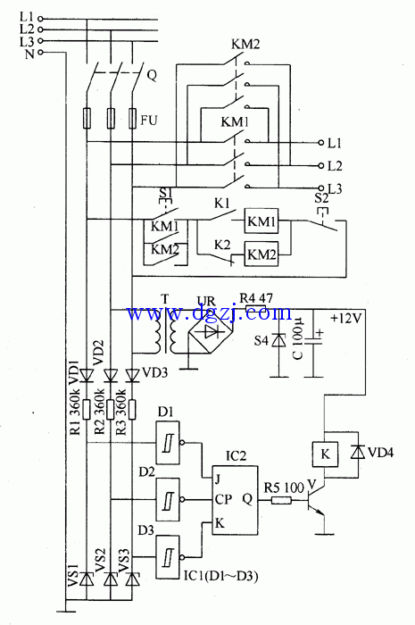 三相交流电相序控制器电路图