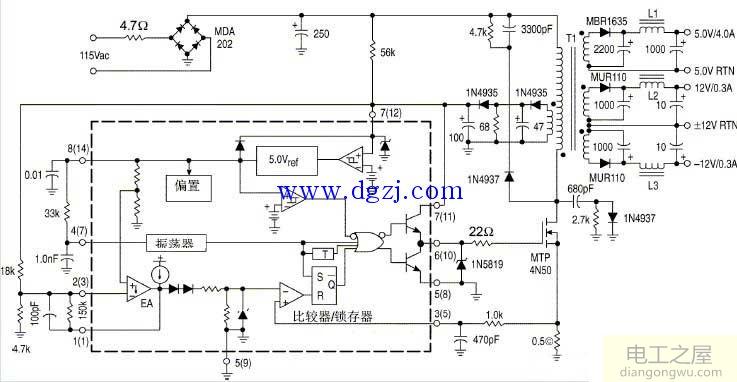 uc3845典型应用<a href=http://www.diangongwu.com/zhishi/dianlutu/ target=_blank class=infotextkey>电路图</a>